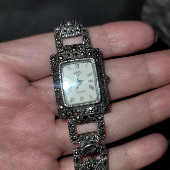 Sterling silver watch with marcasite and amethyst stamped 925💜 - Picture 7 of 10
